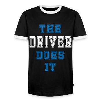The driver does it driver gift - Men's Ringer Shirt - black/white - Front - AI Model Female 172 light (172cm) & AI Model Male 178 light (178cm)