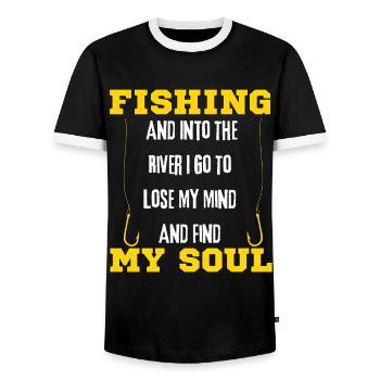 Fishing And Into The River I Go To Lose My Mind - T-shirt contrasté Homme - noir/blanc - Devant - AI Model Female 172 light (172cm) & AI Model Male 178 light (178cm)