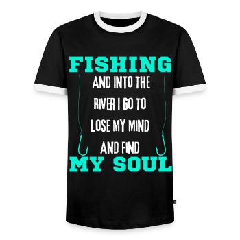 Fishing And Into The River I Go To Lose My Mind - T-shirt contrasté Homme - noir/blanc - Devant - AI Model Female 172 light (172cm) & AI Model Male 178 light (178cm)