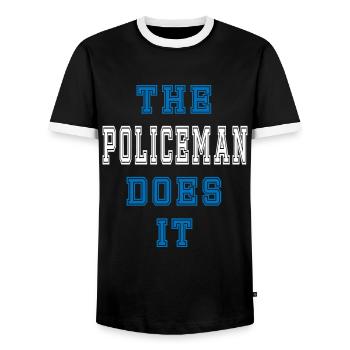 The Polizist does it Polizist Geschenk - Männer Kontrast-T-Shirt - Schwarz/Weiß - Vorne - AI Model Female 172 light (172cm) & AI Model Male 178 light (178cm)