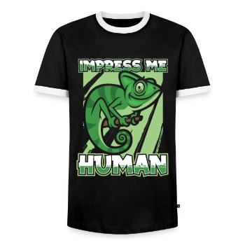 Chameleon Chamäleon - Men's Ringer Shirt - black/white - Front - AI Model Female 172 light (172cm) & AI Model Male 178 light (178cm)
