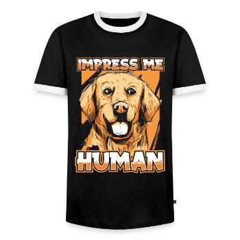 Golden Retriever - Men's Ringer Shirt - black/white - Front - AI Model Female 172 light (172cm) & AI Model Male 178 light (178cm)