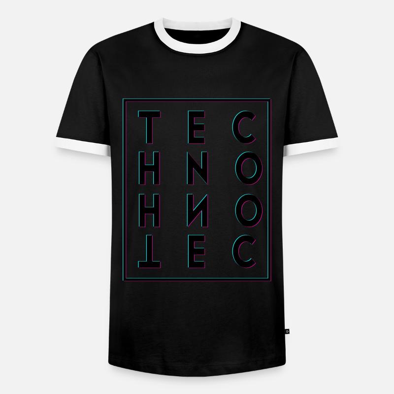 Techno - Männer Kontrast-T-Shirt - Schwarz/Weiß