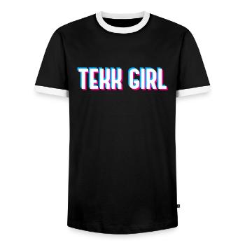 Tekk Girl Techno Frauen - Männer Kontrast-T-Shirt - Schwarz/Weiß - Vorne - AI Model Female 172 light (172cm) & AI Model Male 178 light (178cm)