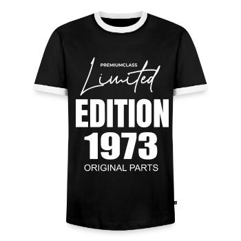 Édition limitée 1973 - T-shirt contrasté Homme - noir/blanc - Devant - AI Model Female 172 light (172cm) & AI Model Male 178 light (178cm)