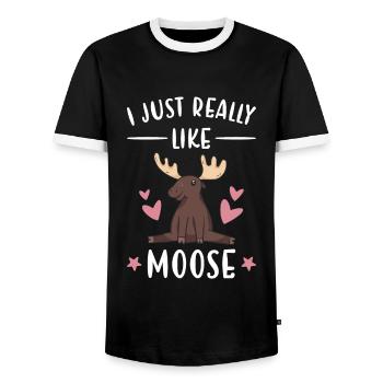 Elk I just really like Moose - Men's Ringer Shirt - black/white - Front - AI Model Female 172 light (172cm) & AI Model Male 178 light (178cm)