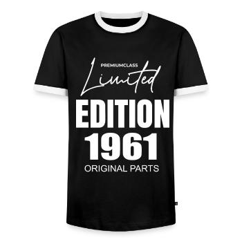 Édition limitée 1961 - T-shirt contrasté Homme - noir/blanc - Devant - AI Model Female 172 light (172cm) & AI Model Male 178 light (178cm)