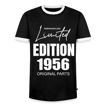 Limited Edition 1956 - Men's Ringer Shirt - black/white - Front - AI Model Female 172 light (172cm) & AI Model Male 178 light (178cm)