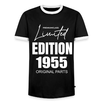 Édition limitée 1955 - T-shirt contrasté Homme - noir/blanc - Devant - AI Model Female 172 light (172cm) & AI Model Male 178 light (178cm)