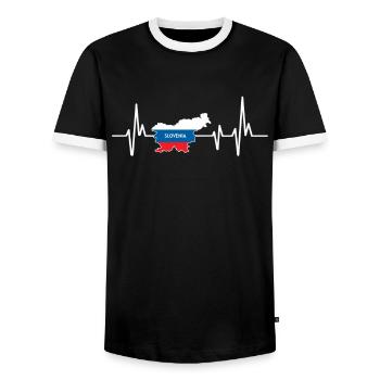 Herzschlag Design Slowenische Flagge Slowenien - Männer Kontrast-T-Shirt - Schwarz/Weiß - Vorne - AI Model Female 172 light (172cm) & AI Model Male 178 light (178cm)