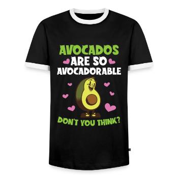 Avocado design for vegetarians and vegans - Men's Ringer Shirt - black/white - Front - AI Model Female 172 light (172cm) & AI Model Male 178 light (178cm)