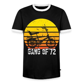 Bonanzarad Bonanza Bike Hipster Birthday 1972 - Men's Ringer Shirt - black/white - Front - AI Model Female 172 light (172cm) & AI Model Male 178 light (178cm)