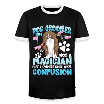 Dog Groomer Not A Magician But I Understand Your - Männer Kontrast-T-Shirt - Schwarz/Weiß - Vorne - AI Model Female 172 light (172cm) & AI Model Male 178 light (178cm)