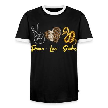 Snake Serpent Peace Love Snakes - Männer Kontrast-T-Shirt - Schwarz/Weiß - Vorne - AI Model Female 172 light (172cm) & AI Model Male 178 light (178cm)