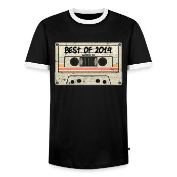 Best of 2014 Kasette Retro Tape - Männer Kontrast-T-Shirt - Schwarz/Weiß - Vorne - AI Model Female 172 light (172cm) & AI Model Male 178 light (178cm)