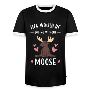 La vie de wapiti serait ennuyeuse sans l’orignal - T-shirt contrasté Homme - noir/blanc - Devant - AI Model Female 172 light (172cm) & AI Model Male 178 light (178cm)