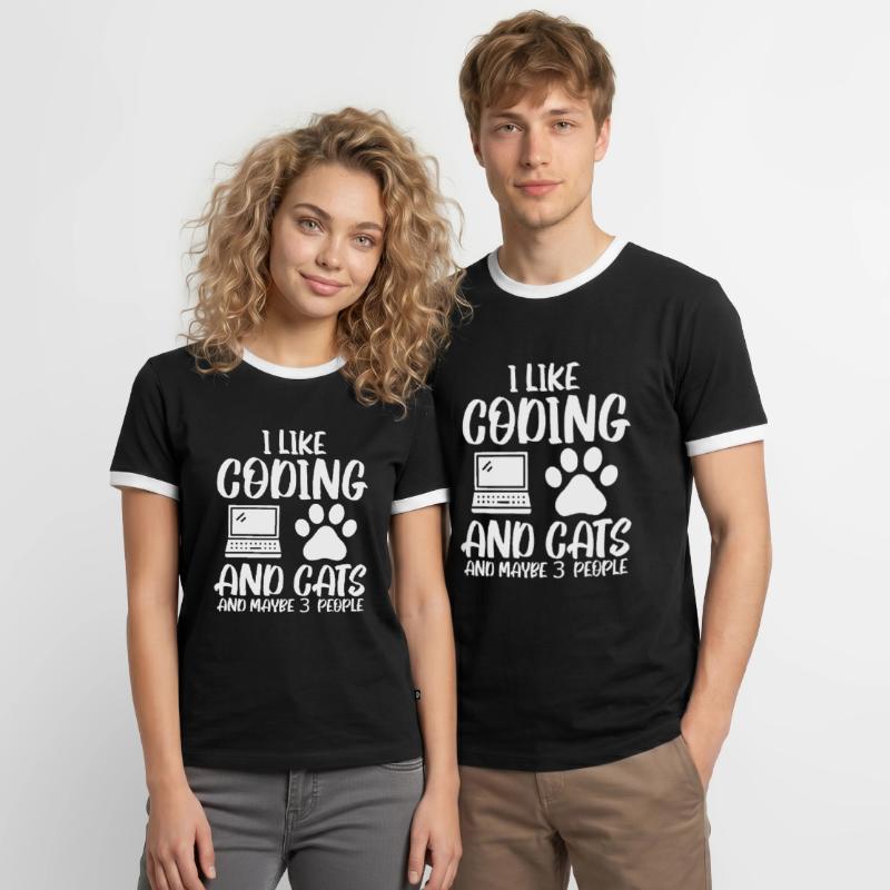 Programmer Cat Coding Developer Computer Science Men's Ringer Shirt