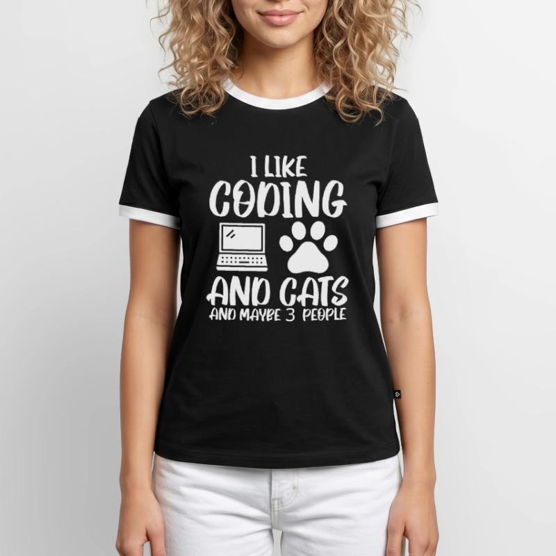 Programmer Cat Coding Developer Computer Science Men's Ringer Shirt