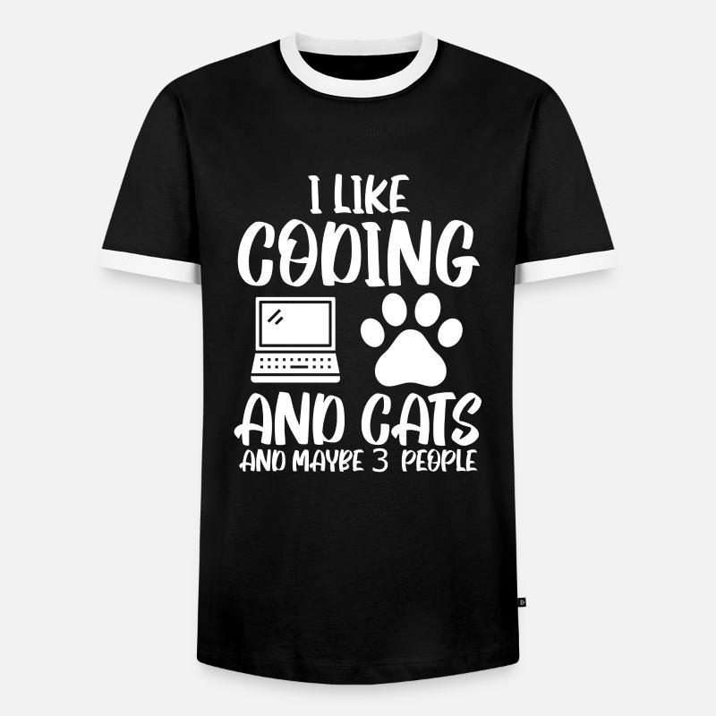 Programmierer Katze Coding Entwickler Informatik - Männer Kontrast-T-Shirt - Schwarz/Weiß
