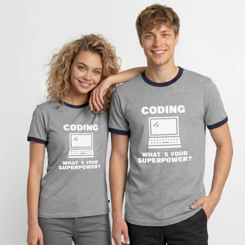 Programmeur de codage Coder Développeur de logiciels T-shirt contrasté Homme