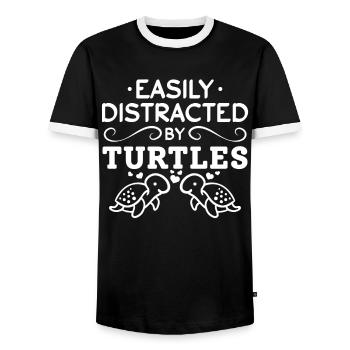 Cute sea turtles — slightly from turtles - Men's Ringer Shirt - black/white - Front - AI Model Female 172 light (172cm) & AI Model Male 178 light (178cm)