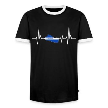 Heartbeat Design El Salvador Flag - Men's Ringer Shirt - black/white - Front - AI Model Female 172 light (172cm) & AI Model Male 178 light (178cm)