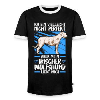 Mein Irischer Wolfshund liebt mich Wolfhound - Männer Kontrast-T-Shirt - Schwarz/Weiß - Vorne - AI Model Female 172 light (172cm) & AI Model Male 178 light (178cm)
