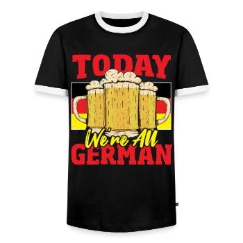 Today, We’re All German Beer Festival - Men's Ringer Shirt - black/white - Front - AI Model Female 172 light (172cm) & AI Model Male 178 light (178cm)