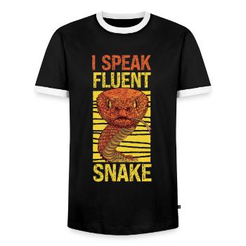 Snake Serpent I Speak Fluent Snake - Männer Kontrast-T-Shirt - Schwarz/Weiß - Vorne - AI Model Female 172 light (172cm) & AI Model Male 178 light (178cm)