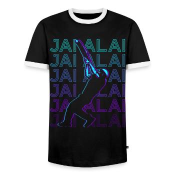 Jai Alai Player Rétro - T-shirt contrasté Homme - noir/blanc - Devant - AI Model Female 172 light (172cm) & AI Model Male 178 light (178cm)