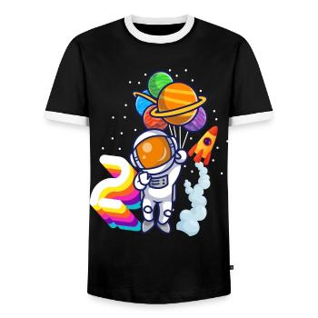 Astronaut 2. Geburtstag Weltraum Jungen Geschenk - Männer Kontrast-T-Shirt - Schwarz/Weiß - Vorne - AI Model Female 172 light (172cm) & AI Model Male 178 light (178cm)