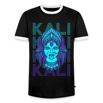 Kali Hindu-Göttin Antike Göttin Hindu-Mythologie - Männer Kontrast-T-Shirt - Schwarz/Weiß - Vorne - AI Model Female 172 light (172cm) & AI Model Male 178 light (178cm)