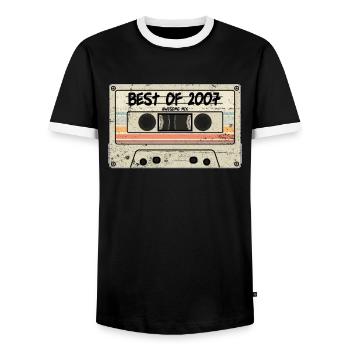 Best of 2007 Kasette Retro Tape+ - Männer Kontrast-T-Shirt - Schwarz/Weiß - Vorne - AI Model Female 172 light (172cm) & AI Model Male 178 light (178cm)