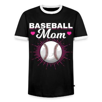 Baseball Mutter Frauen Baseball Mama - Männer Kontrast-T-Shirt - Schwarz/Weiß - Vorne - AI Model Female 172 light (172cm) & AI Model Male 178 light (178cm)