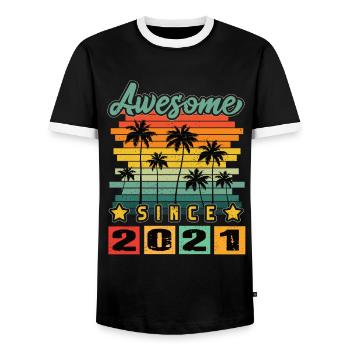 Awesome Since 2021 - Men's Ringer Shirt - black/white - Front - AI Model Female 172 light (172cm) & AI Model Male 178 light (178cm)