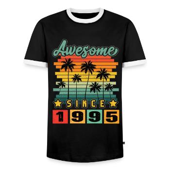 Awesome Since 1995 - Men's Ringer Shirt - black/white - Front - AI Model Female 172 light (172cm) & AI Model Male 178 light (178cm)