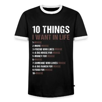 Elk 5 Things I Want In Life Moose - Men's Ringer Shirt - black/white - Front - AI Model Female 172 light (172cm) & AI Model Male 178 light (178cm)
