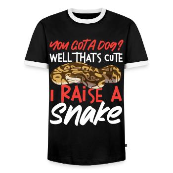 Serpent serpent Vous avez un chien? Puits - T-shirt contrasté Homme - noir/blanc - Devant - AI Model Female 172 light (172cm) & AI Model Male 178 light (178cm)