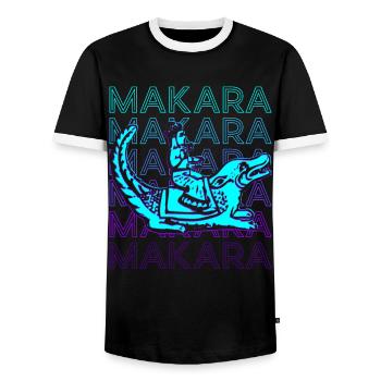 Makara Mythologie hindoue Ancienne rétro hindoue - T-shirt contrasté Homme - noir/blanc - Devant - AI Model Female 172 light (172cm) & AI Model Male 178 light (178cm)