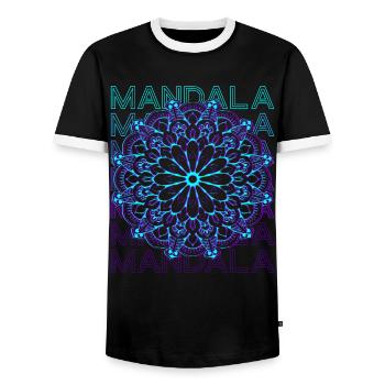 Mandala Heilige Geometrie Prana Retro - Männer Kontrast-T-Shirt - Schwarz/Weiß - Vorne - AI Model Female 172 light (172cm) & AI Model Male 178 light (178cm)