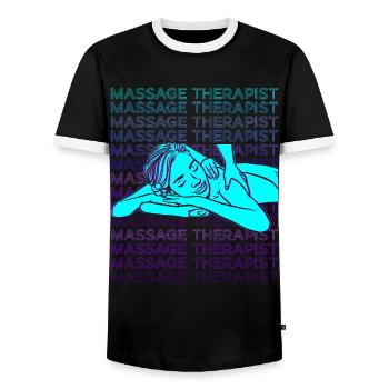 Massothérapeute Massothérapie Masseuse Retro - T-shirt contrasté Homme - noir/blanc - Devant - AI Model Female 172 light (172cm) & AI Model Male 178 light (178cm)