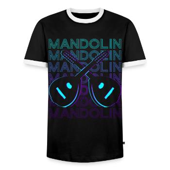 Mandoline Gitarre Retro - Männer Kontrast-T-Shirt - Schwarz/Weiß - Vorne - AI Model Female 172 light (172cm) & AI Model Male 178 light (178cm)