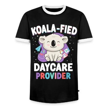 Childcare Daycare Provider Teacher - Men's Ringer Shirt - black/white - Front - AI Model Female 172 light (172cm) & AI Model Male 178 light (178cm)