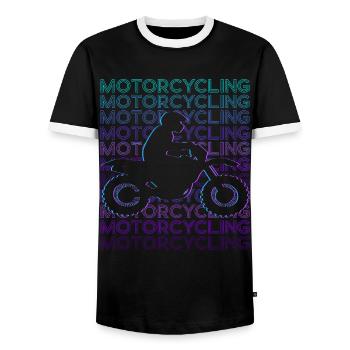 Motorcycling Motorcycle Biker Retro - Men's Ringer Shirt - black/white - Front - AI Model Female 172 light (172cm) & AI Model Male 178 light (178cm)