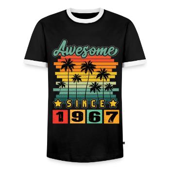 Awesome Since 1967 - Men's Ringer Shirt - black/white - Front - AI Model Female 172 light (172cm) & AI Model Male 178 light (178cm)