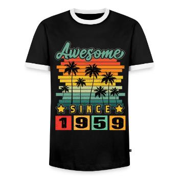 Awesome Since 1959 - Men's Ringer Shirt - black/white - Front - AI Model Female 172 light (172cm) & AI Model Male 178 light (178cm)