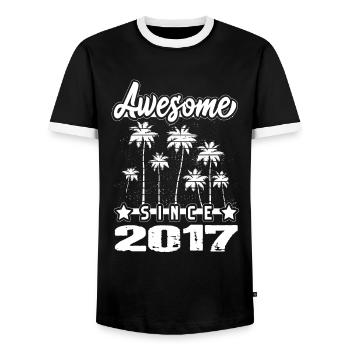 Awesome Since 2017 - Men's Ringer Shirt - black/white - Front - AI Model Female 172 light (172cm) & AI Model Male 178 light (178cm)