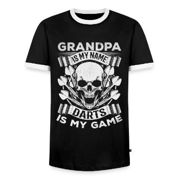 Grand-père est mon nom Fléchettes est mon jeu Je Grand-père - T-shirt contrasté Homme - noir/blanc - Devant - AI Model Female 172 light (172cm) & AI Model Male 178 light (178cm)