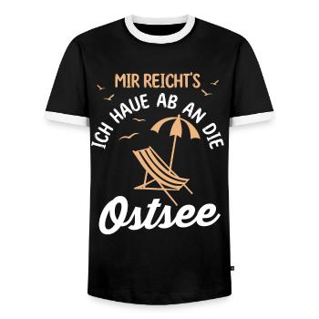 Mir reichts ich haue ab an die Ostsee - Männer Kontrast-T-Shirt - Schwarz/Weiß - Vorne - AI Model Female 172 light (172cm) & AI Model Male 178 light (178cm)