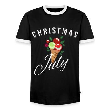 Christmas In July Christmas in July Ice cream - Men's Ringer Shirt - black/white - Front - AI Model Female 172 light (172cm) & AI Model Male 178 light (178cm)